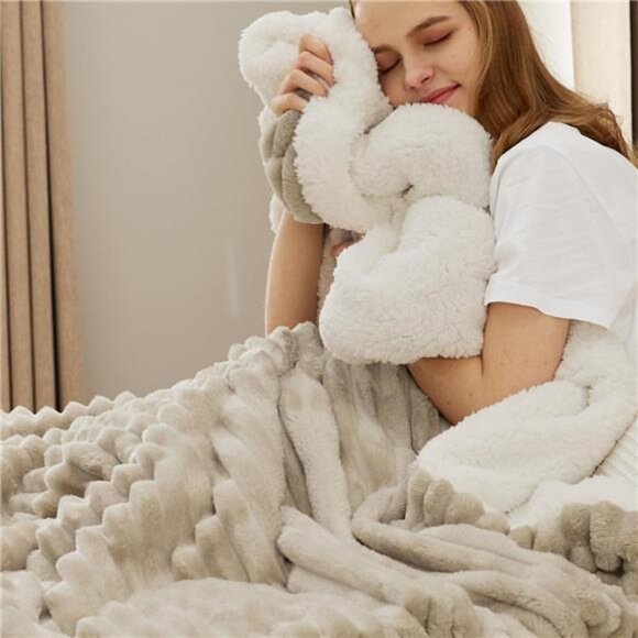 Bedsure Sherpa Throw Blanket for Couch - Super Soft, Cozy Fleece Thick Warm - Picture 2 of 7